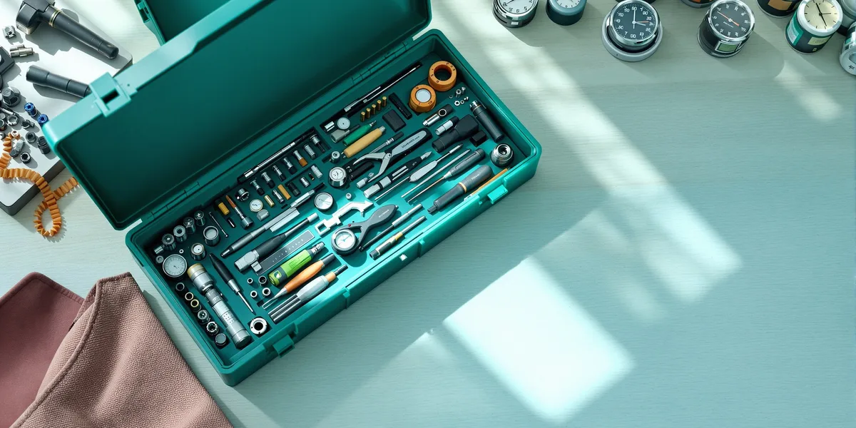 Boîte à outils ouverte propre et organisée